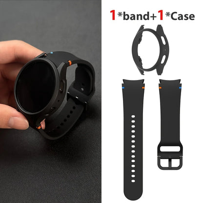 Set di 2 pezzi (cinturino e custodia) per Samsung Watch FE/7/6/5/4/5 Pro, stile punto piatto, compatibile con quadranti da 40/44/45mm, protezione anticaduta, confezione regalo