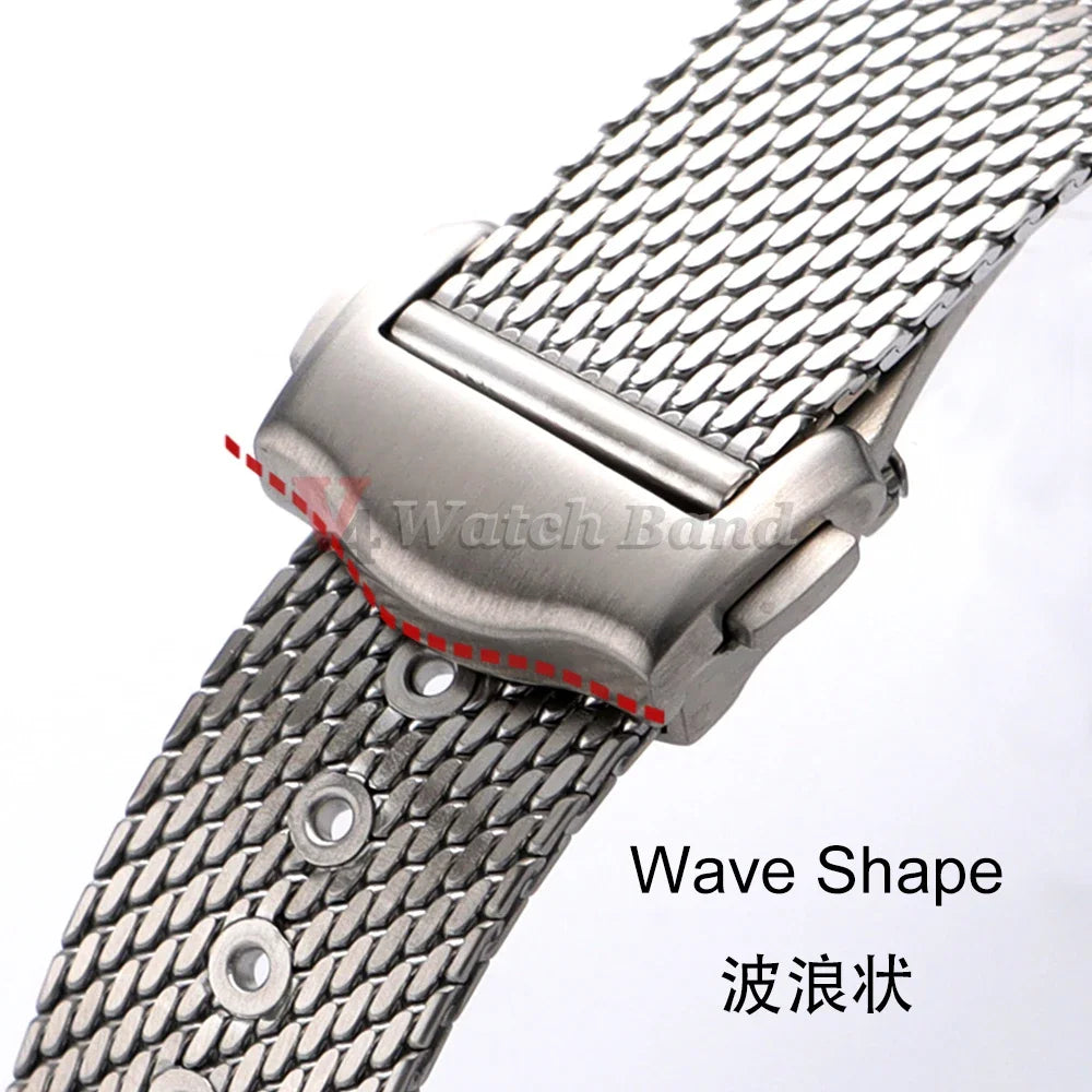 For Omega Seamaster 20mm Stainless Steel Watch Bracelet 20MM for Omega 007 Silver Mesh Bracelet Watch Strap Breathable Flat Design