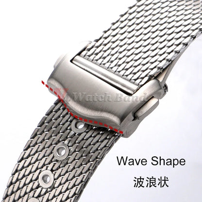 For Omega Seamaster 20mm Stainless Steel Watch Bracelet 20MM for Omega 007 Silver Mesh Bracelet Watch Strap Breathable Flat Design