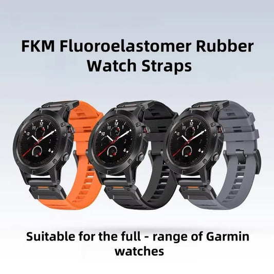 Cinturino per smartwatch in gomma fluoroelastomero FKM 22mm 26mm adatto per Garmin Fenix 8/7X/7 Pro/965/955 e Instinct 3