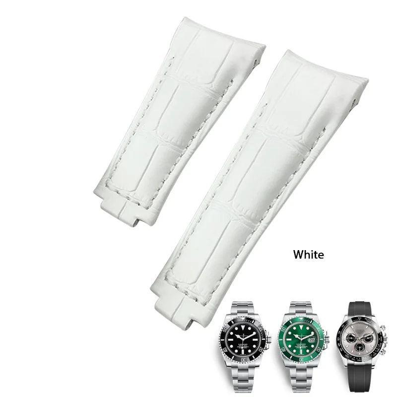 Bracelet de montre en cuir véritable souple, extrémité incurvée, bracelet de montre noir, Rolex Submariner DayRequiGstuff Yacht-Master Datejust, 20mm