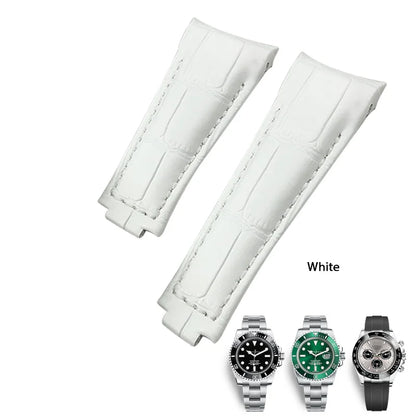 Bracelet de montre en cuir véritable souple, extrémité incurvée, bracelet de montre noir, Rolex Submariner DayRequiGstuff Yacht-Master Datejust, 20mm