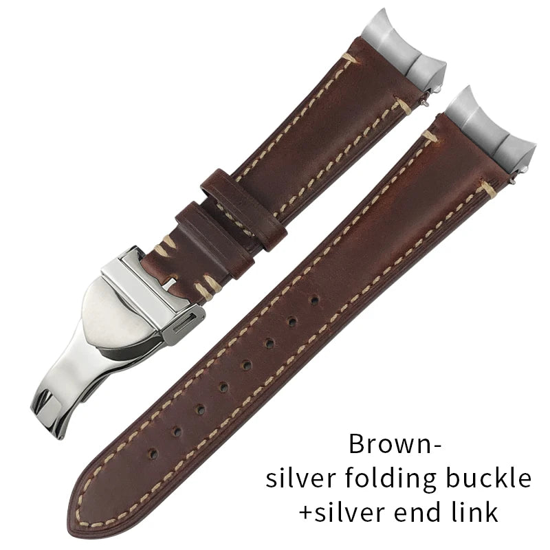 Cinturino per orologio in pelle bovina con estremità curve in metallo da 22 mm a sgancio rapido per Tudor 41 mm Black Bay GMT Vintage, cinturino per orologio fatto a mano da uomo