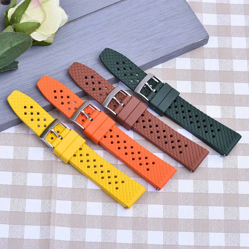 Nouveau bracelet en caoutchouc FKM fluoré nid d'abeille conçu 20mm 22mm bracelets de montre à dégagement rapide pour bracelet de remplacement de montre SRP777J1