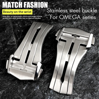 High Quality Deployment Watch Clasp, 18mm, Solid Steel Replacement Buckle, compatible with Omega Seamaster 300 AT150 Speedmaster