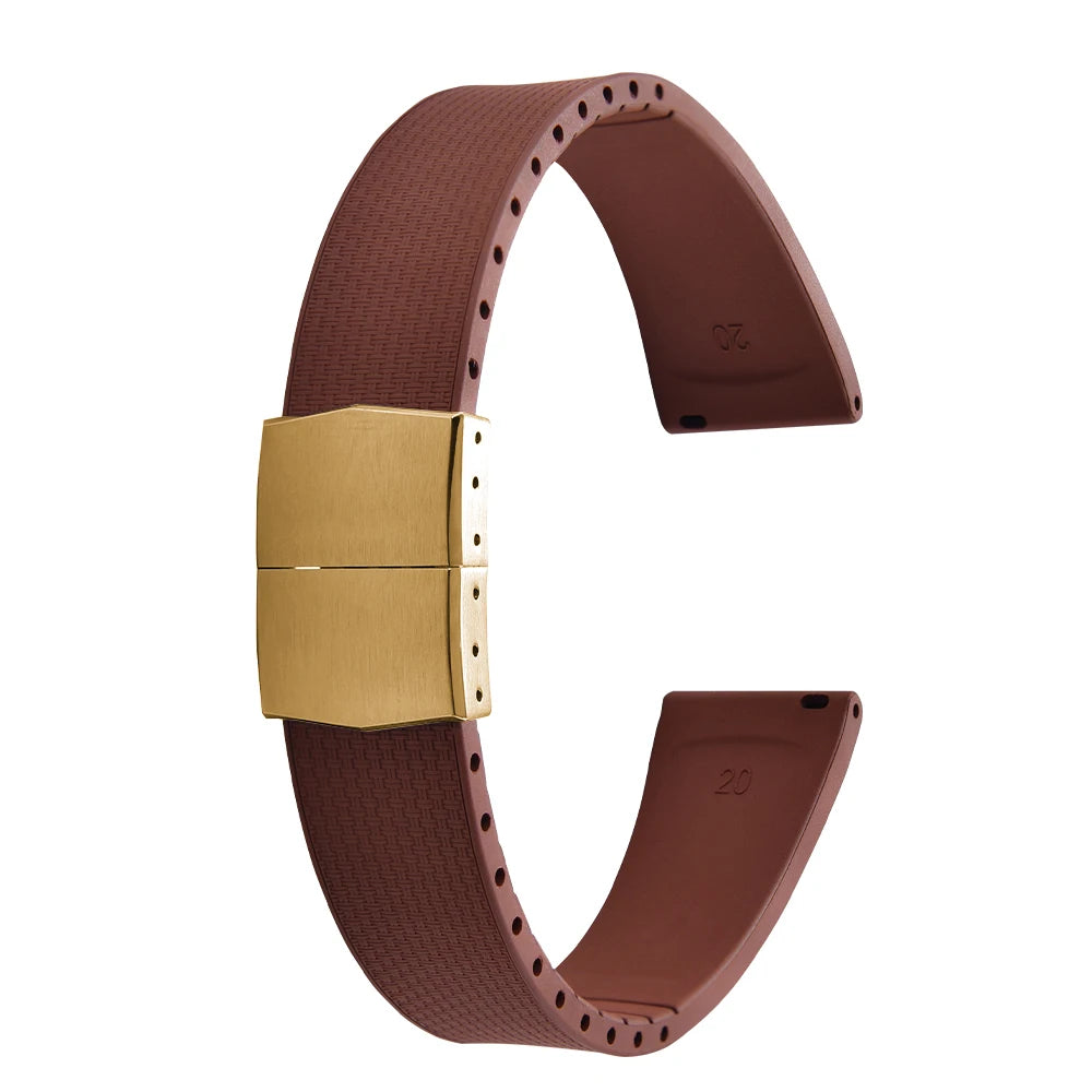 Cinturini per orologi in gomma Delugs CTS Fkm da 20 mm con fibbia a farfalla, 4 colori, texture unica, cinturino per orologi a sgancio rapido per orologi di marca