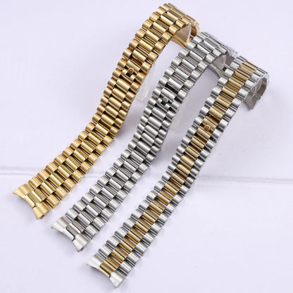 Cinturino per orologio in acciaio inossidabile massiccio argento e oro da 13, 17, 20 e 21 mm per Rolex Oyster Perpetual Date, bracciale metallico.