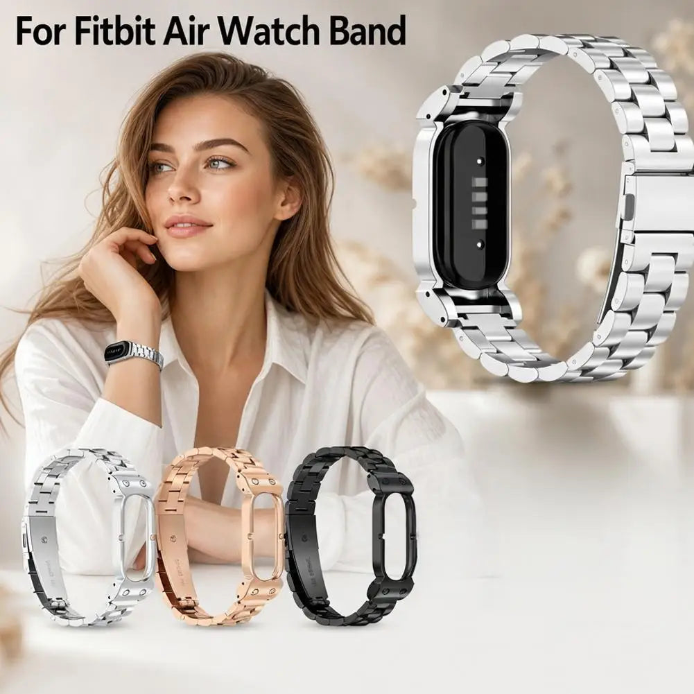 Milanese Loop + Case for Google Fitbit Air, Adjustable Breathable Sport Replacement Strap, Lightweight, for Men and Women