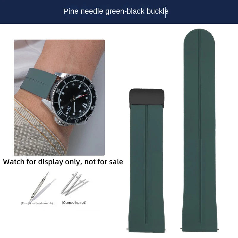 22mm Soft Silicone Watch Band for Casio Marlin MDV-106 Duro MDv106 MTP-1374 1375 EFS-S510 EFV-540, Magnetic Folding Buckle
