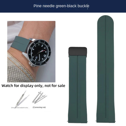 22mm Soft Silicone Watch Band for Casio Marlin MDV-106 Duro MDv106 MTP-1374 1375 EFS-S510 EFV-540, Magnetic Folding Buckle