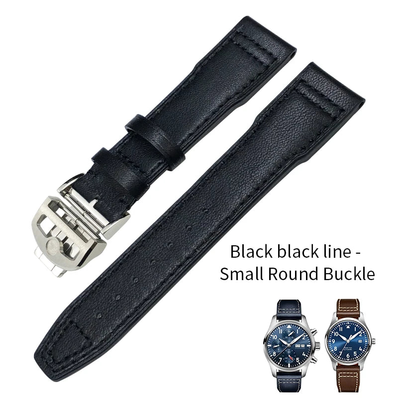 Cinturino per orologio in vera pelle da uomo, 20mm 21mm 22mm, adatto per orologio pilota IWC IW3777 PORTOFINO Mark 18, nero blu marrone