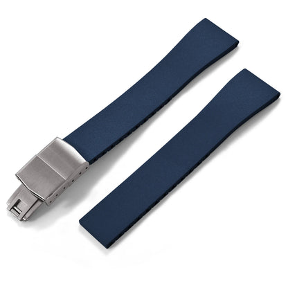 New CTS Fluororubber FKM Watch Straps 16mm 18mm 19mm 20mm 21mm 22mm Cut-to-Size Quick Release Butterfly Silver Buckle Watch Straps