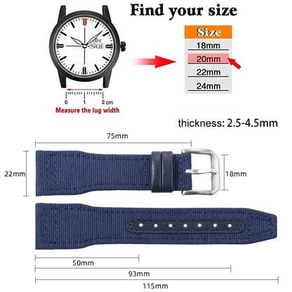 Nylon-Canvas-Uhrenarmband für IWC-Piloten, 20 mm 21 mm 22 mm, wasserdicht, Sport, Rindsleder-Armband für Damen und Herren