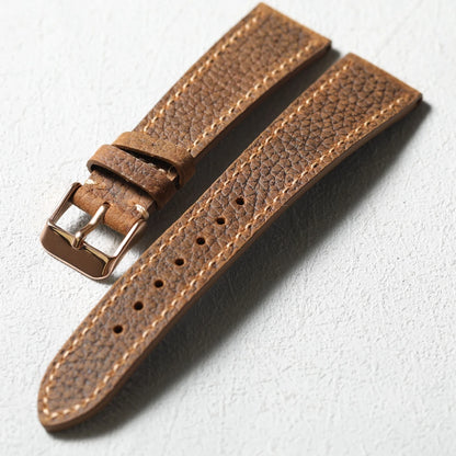 Handmade Litchi Grain Cowhide Leather Strap, 20MM x 16MM, Ultra-Thin Soft Genuine Leather, Retro Style, Suitable for Antique Watches
