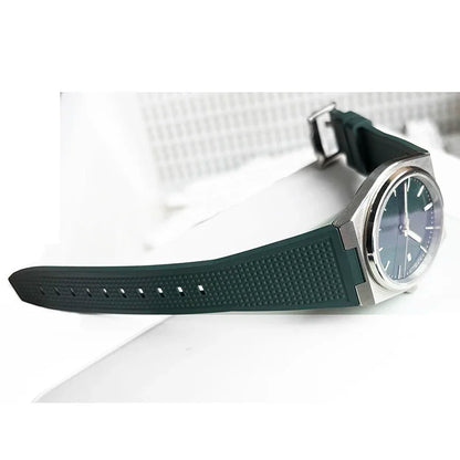 FKM Bracelet for Tissot PRX T137.407/T137.410 Super Player 40mm Convex Fluororubber Quick Release Watch Strap 12mm