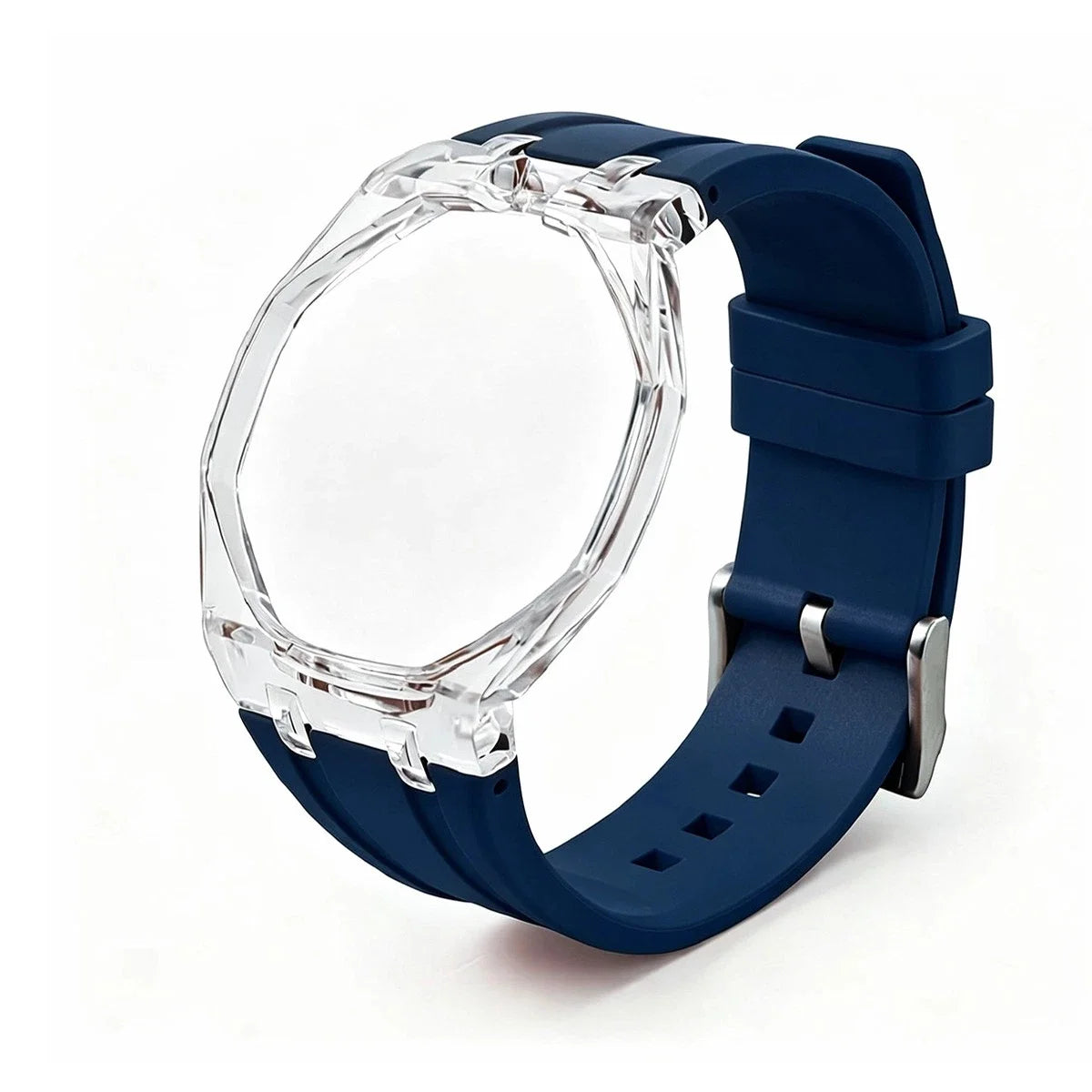 Cassa in plastica trasparente Glacier + cinturino in silicone per orologio da taschino AP X Swatch Royal Pop, trasformatore da orologio da taschino a cinturino in caucciù