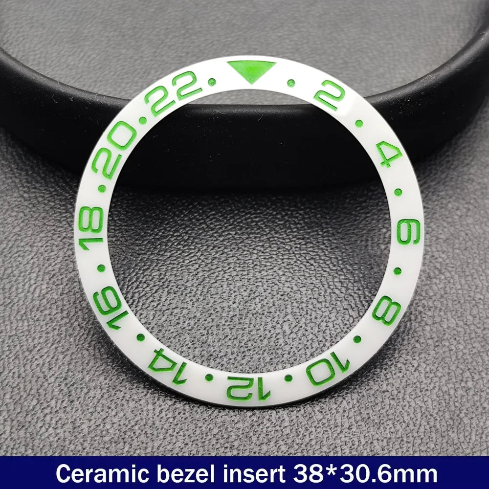 38mm x 30.6mm Sloped Ceramic Bezel GMT and Diving Watch Insert for 40mm Men's Watch Replacement Watch Bezel Inserts