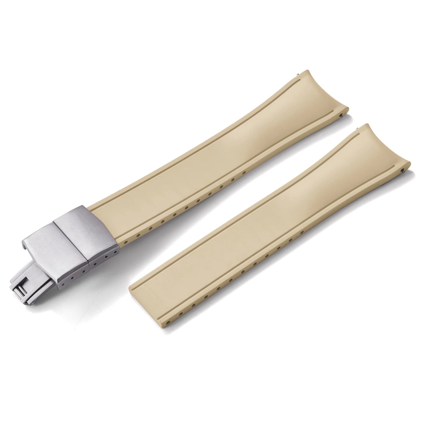 OZE Bracelet de montre en caoutchouc Premium - Courbé / Rapide / Boucle Déployante - à Découper