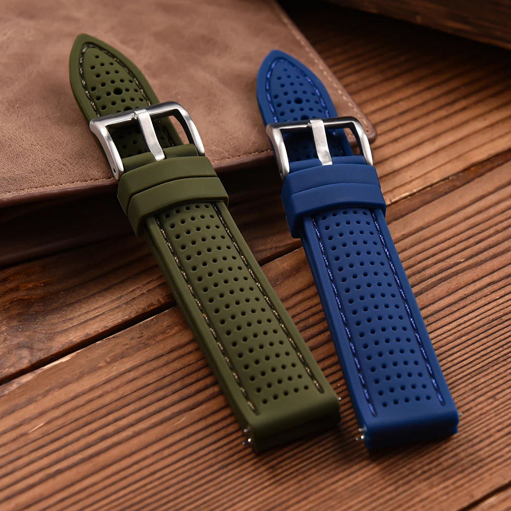Bracelet de montre sport en silicone à dégagement rapide - Bracelet en caoutchouc souple respirant et imperméable, ajustement universel 18 mm 20 mm 22 mm pour hommes et femmes