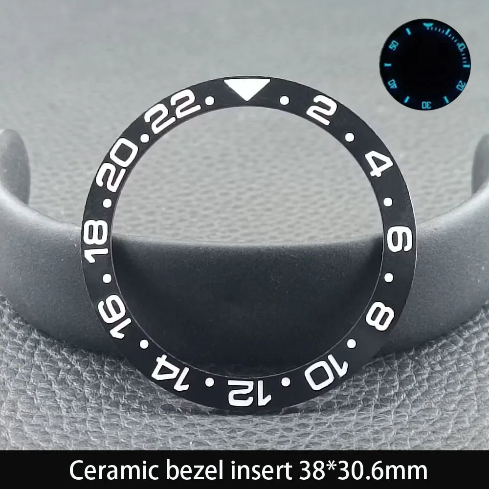 38mm x 30.6mm Sloped Ceramic Bezel GMT and Diving Watch Insert for 40mm Men's Watch Replacement Watch Bezel Inserts