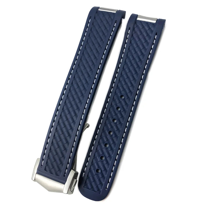 Bracelet de montre en caoutchouc de Silicone, 19mm 20mm, pour Omega Seamaster AQUA TERRA AT150 Ultra léger 8900, boucle de déploiement Premium