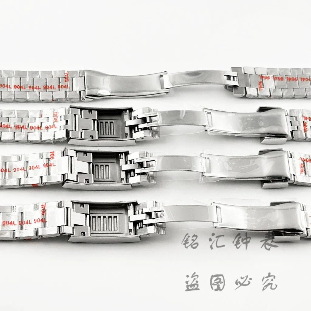 Bracelet présidentiel solide en argent, 20MM de largeur, en acier inoxydable 904L, fermoir à verrouillage coulissant, pour boîtier de montre Sub Log NH34 NH35