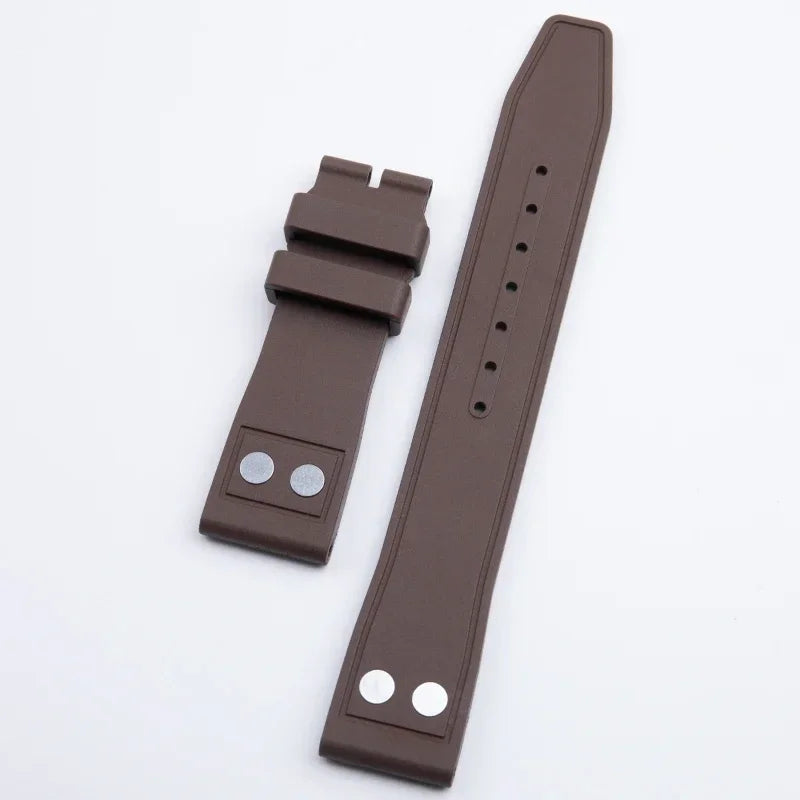 Universal Fluoro Rubber Watch Strap, 20mm 22mm, Universal Accessories for Tudor Black Bay GMT Pelagos Strap, Rivet Style, FKM Rubber Strap