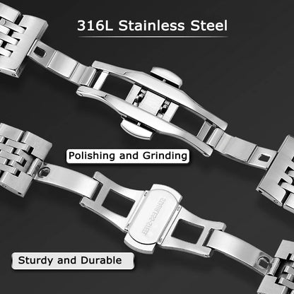 Cinturino in acciaio inossidabile argento 20mm 21mm 22mm 18mm 19mm per Tissot T006 MIDO classico Oris Seiko presage cinturino per orologio con estremità curva