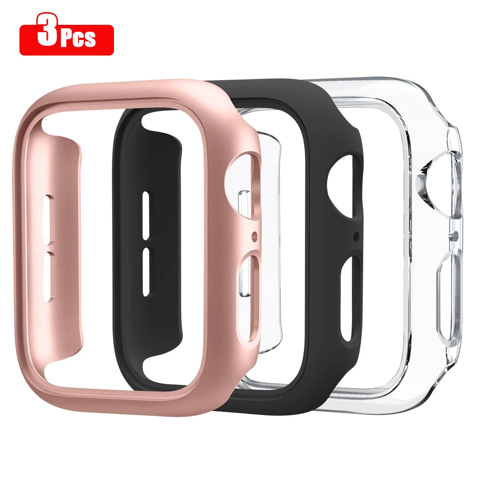 3 pièces coque rigide pour Apple Watch 45mm 41mm 38mm 42mm 40mm 44mm cadre de protection pare-chocs mat pour iWatch SE 9 8 7 6 5 4 3 2