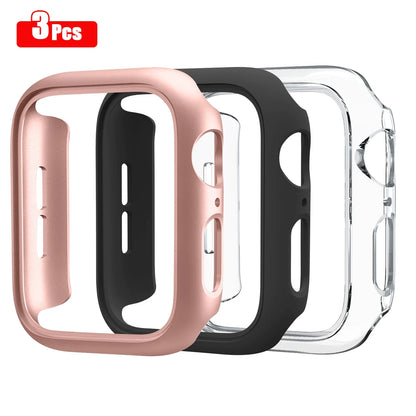3 pièces coque rigide pour Apple Watch 45mm 41mm 38mm 42mm 40mm 44mm cadre de protection pare-chocs mat pour iWatch SE 9 8 7 6 5 4 3 2