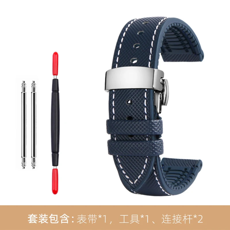 Bracelet de montre en Nylon et Silicone pour hommes, 20mm, 22mm, 24mm, étanche et respirant, en caoutchouc, accessoires