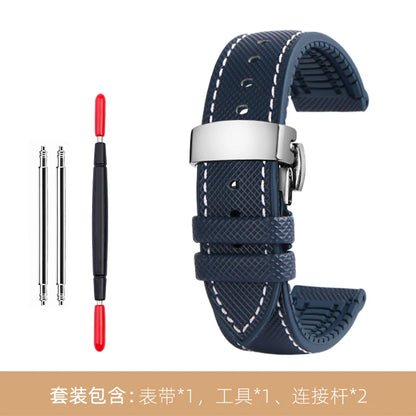 Bracelet de montre en Nylon et Silicone pour hommes, 20mm, 22mm, 24mm, étanche et respirant, en caoutchouc, accessoires