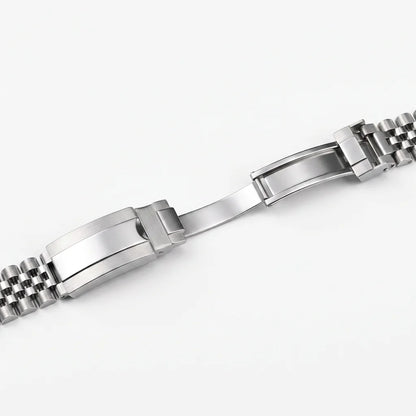 Bracciale per orologio in acciaio inossidabile massiccio 904L di qualità superiore, estremità curva da 20 mm, cinturino metallico a 3 maglie per uomo, orologio da immersione, chiusura di sicurezza