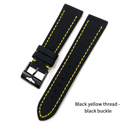 Nylon Canvas Watch Strap, 22mm, for Breitling HMGER Challenger, black, green, gray, yellow, high quality