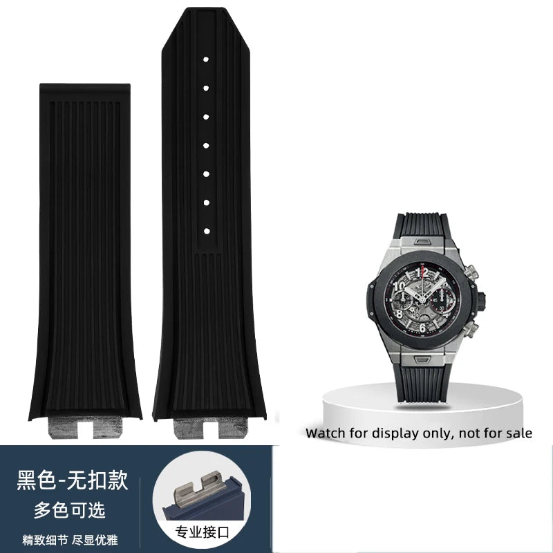 Cinturino per orologio Hublot Big Bang da uomo, cinturino in gomma fluorurata, giunto in acciaio inossidabile, a sgancio rapido, 411, 411, 421