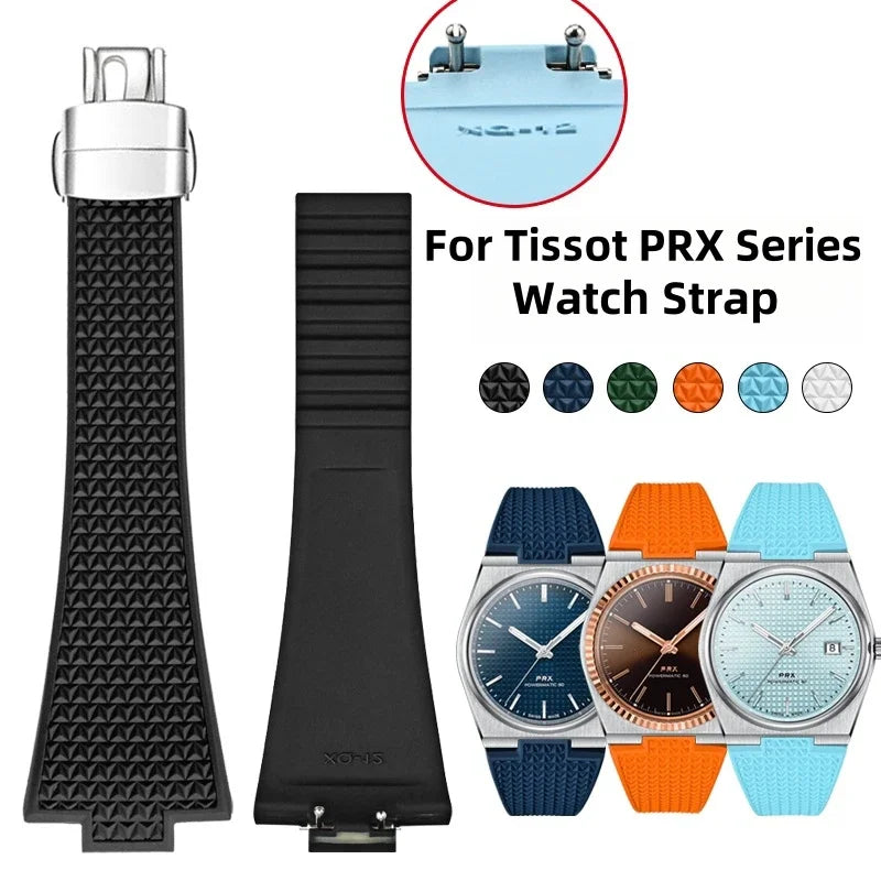 Quick-release watch strap for Tissot PRX series 11mm 12mm T137.407/T137.410 Super Player Fluorocarbon Rubber Watch Strap FKM