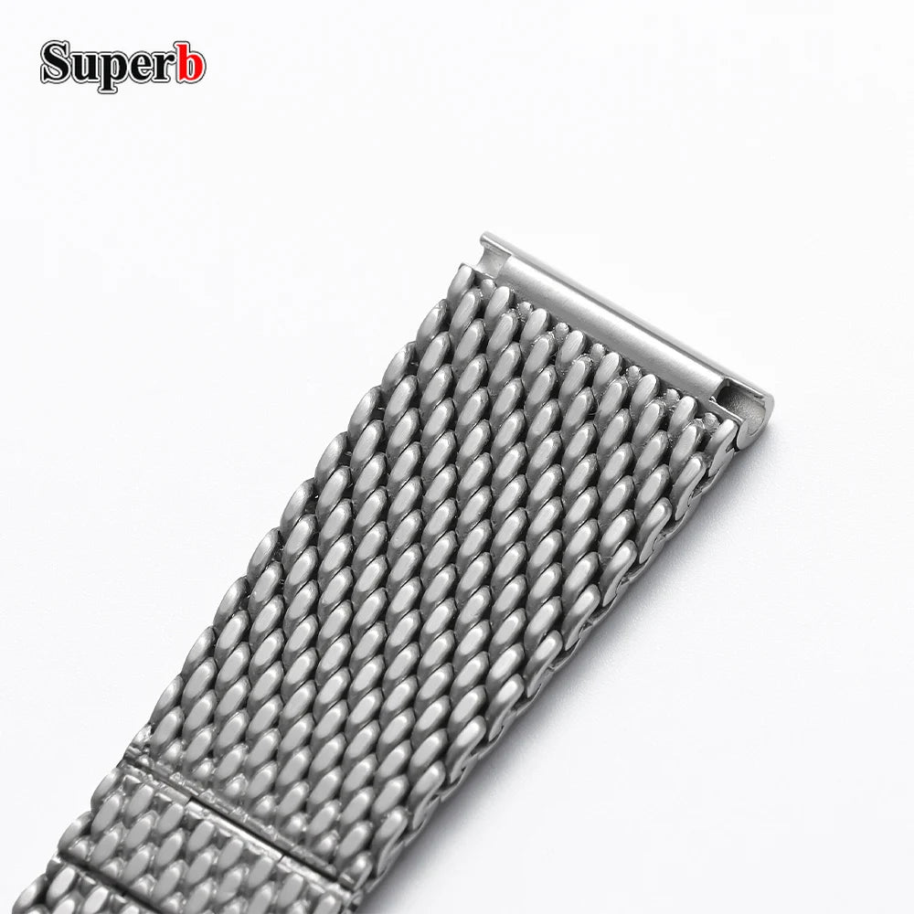 Bracelet de montre en acier inoxydable tissé milanais de haute qualité, 22mm, adapté à Breitling Superocean, argent, hommes et femmes, Bracelets en métal massif