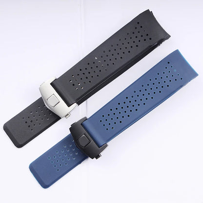 Bracelet de montre noir bleu pour TAG HEUER CARRERA AQUARACER, bracelet en Silicone souple, 22mm 24mm, bracelet de montre en caoutchouc pour hommes