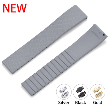CTS bracelet de montre en caoutchouc fluoré à dégagement rapide 18mm 19mm 20mm 22mm boucle papillon nouveau FPM FKM bracelet souple étanche pour couper à la taille