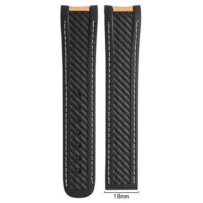 Natural rubber watch strap, 20mm, for Omega Seamaster Aqua Terra, 150M, 41mm, AT150, 220, 231, rose gold, curved end, sport, 19mm