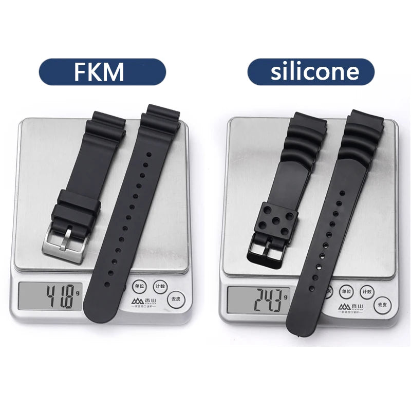High Quality Fluorine Rubber Watch Strap, 20mm 22mm, for Seiko Black and Green Abalone Canned Aqua Ghost Sport, Waterproof