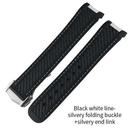 Bracelet de montre en caoutchouc incurvé de 19mm, 20mm, 21mm, adapté à Omega AT150 Seamaster 300 AQUA TERRA, bracelets en or Rose, bracelet de montre en Silicone