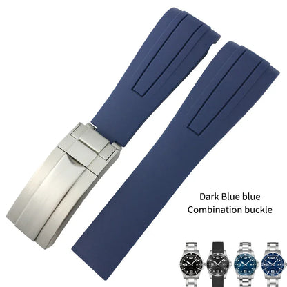 Bracelet de montre en caoutchouc fluoré en Silicone de haute qualité 19mm 20mm 21mm pour Longines hydroconquest L3 Conquest sport bracelet de montre de plongée