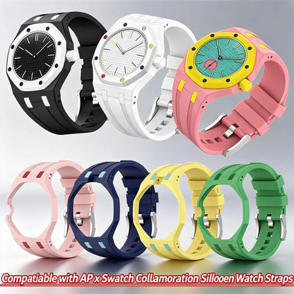 Swatch X Ap Royal Pop 懐中時計用ダブルスロットシリコンモディフィケーションキット、懐中時計を腕時計に変身させる一体型交換用ストラップ