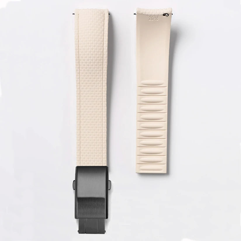 Bracelet de montre en caoutchouc fluoré FKM 18/19/20/21/22/24 mm avec boucle déployante universelle pour hommes, bracelet de remplacement CTS pour Seiko et Omega