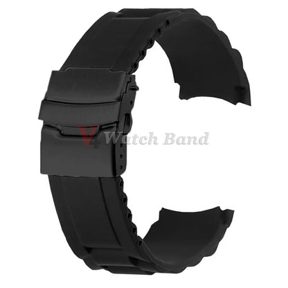 Cinturino in gomma siliconica con estremità curva, 16 mm, 18 mm, 20 mm, 22 mm, 24 mm, 26 mm, per uomo e donna, impermeabile, chiusura pieghevole.