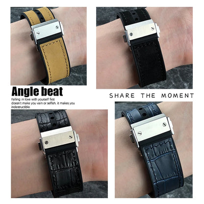 Cinturino per orologio in vera pelle di alta qualità a sgancio rapido da 27 mm per Hublot Big Bang 411, cinturino in pelle bovina con fibbia deployante da uomo