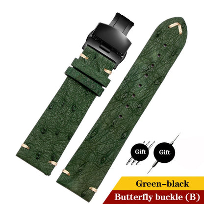 Cinturino per orologio in pelle di struzzo per Tissot Citizen Seiko nero verde acqua fantasma Braccialetto universale morbido Cinturino per orologio 18mm 20mm 22mm