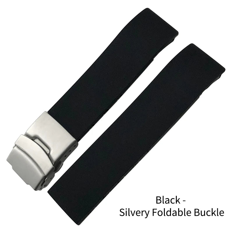 20mm Natural Silicone Rubber Watch Strap for Tissot 1853 T011 T090 T472, Tachymeter, Black Sport Diving Watch Band, Free Tools for Men