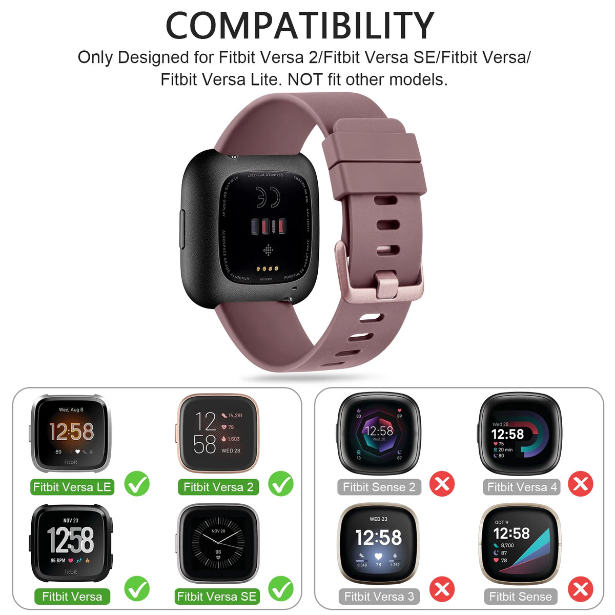 Bracelet de montre en TPU souple pour Fitbit Versa 1/Versa 2/Versa Lite, Bracelet de Sport pour Fitbit Versa 2 Versa SE, remplacement